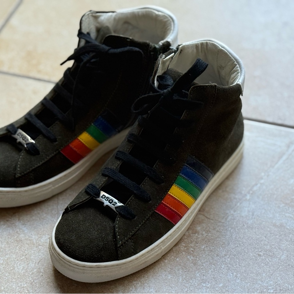 DSQUARED2 Black Sneakers with Rainbow Stripes